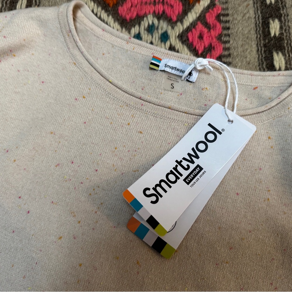 Smartwool Shadow Pine Lightweight Merino Blend Sweater Size S Cream NEW w/ TAGS - Picture 3 of 13